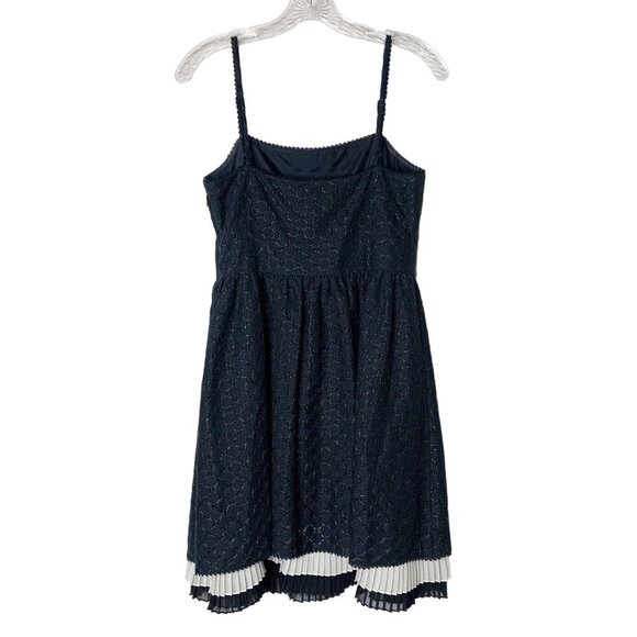 Juicy Couture Black Textured Mini Skater Spaghetti Strap Pleated Tulle Dress Sz4 - Picture 2 of 9